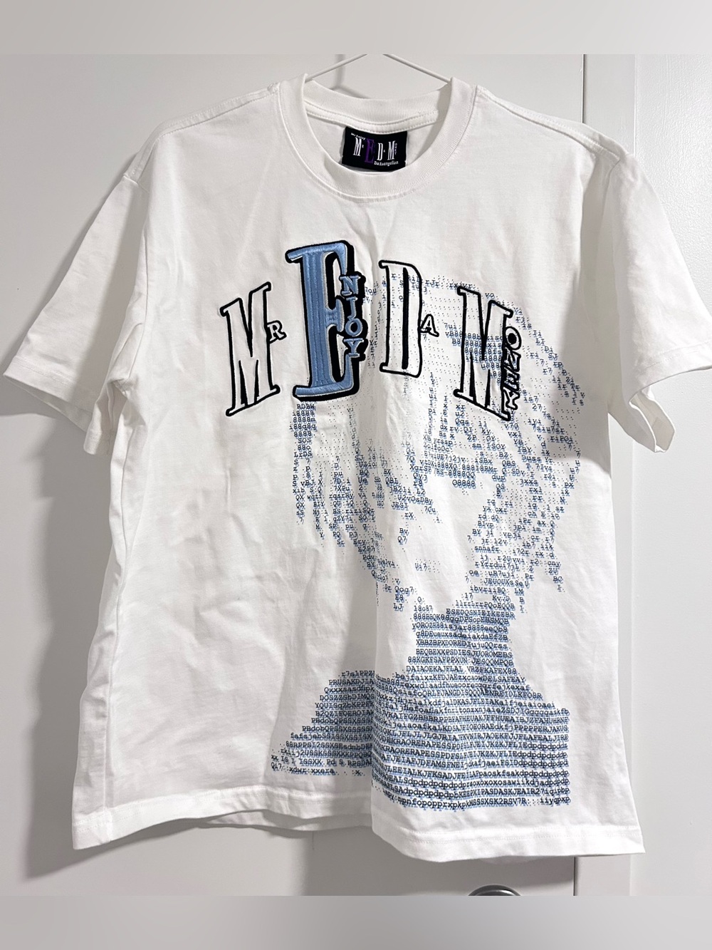 Animate Evangelion Graphic Tee Embroidered Blue Text Rei Ayanami Unisex Ovesized